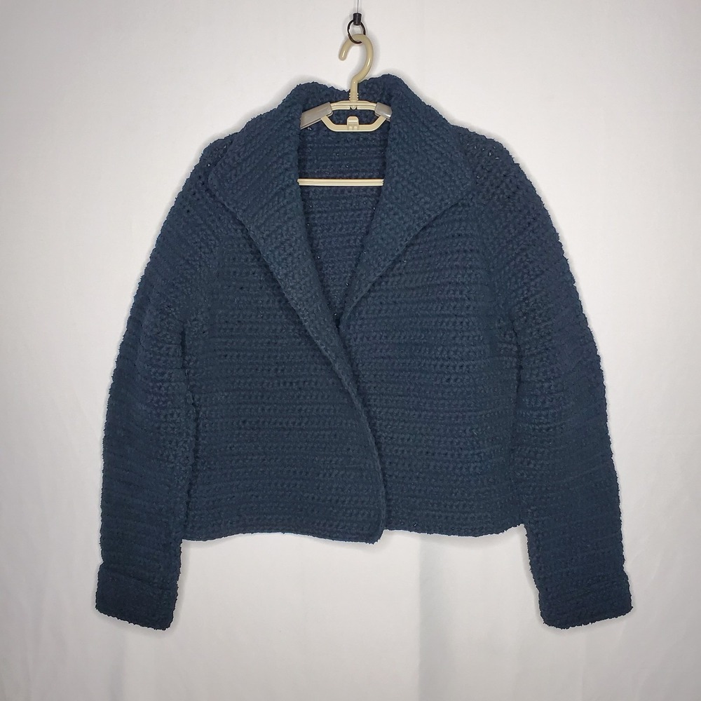 Peter Cohen Crochet Cardigan Jacket Women XL Chunky Heavy Minimalist Luxury